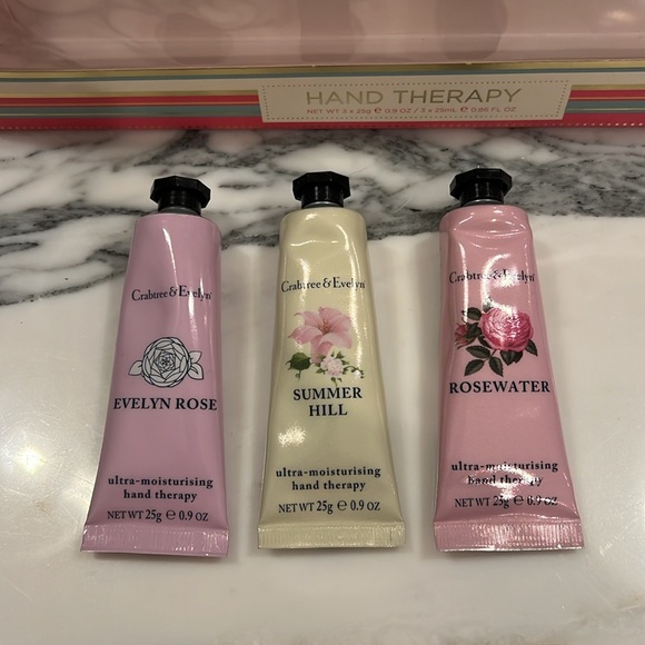Crabtree and Evelyn Hand Therapy Set of 3 Evelyn Rose, Summer Hill, & Rosewater - Picture 1 of 2